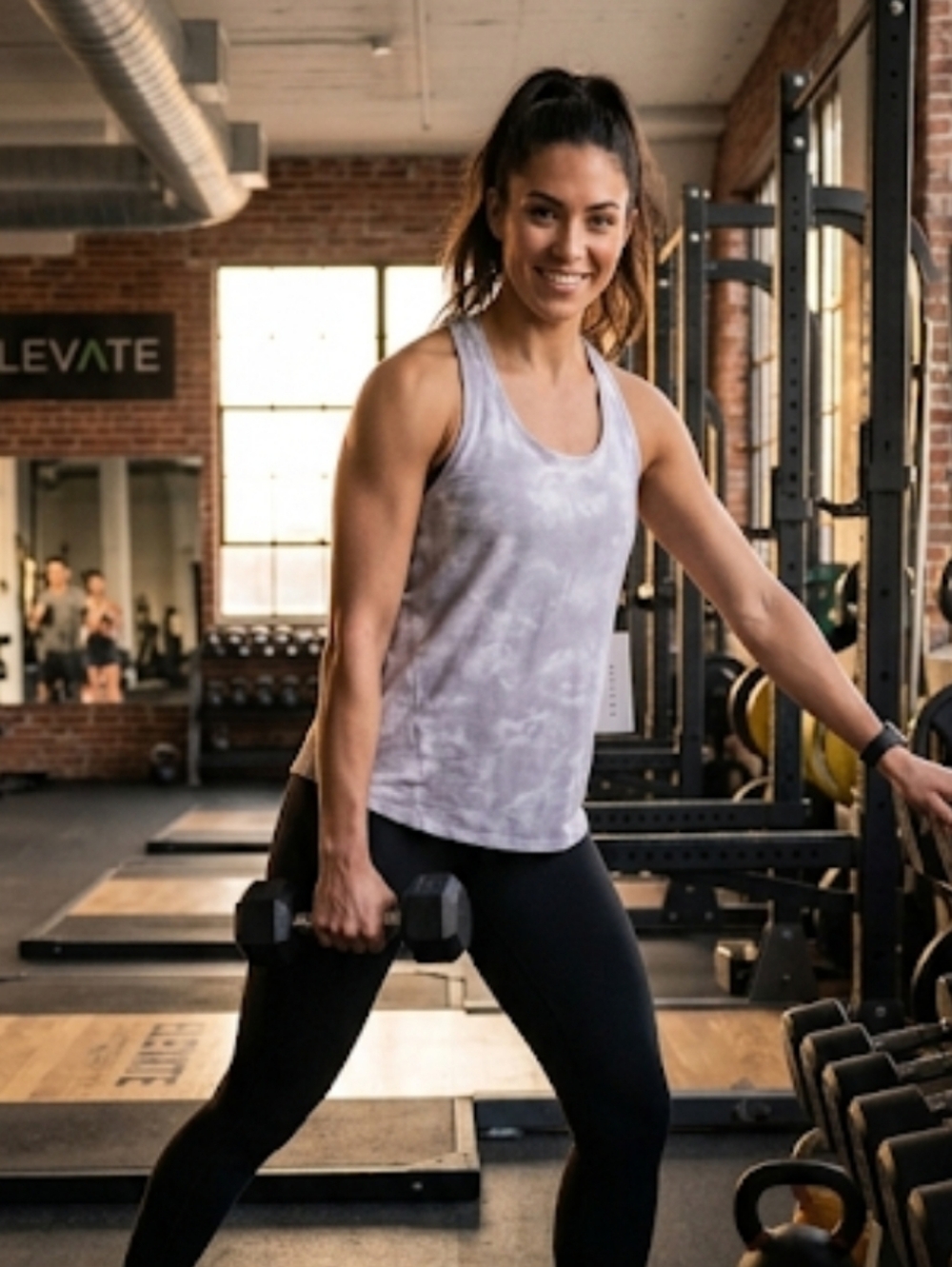 Athleta Light Gray Tie-Dye Racerback Tank
